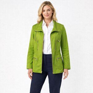 Patrick Christopher Long Sleeve Zip Front Utility Jacket Womens Green Medium